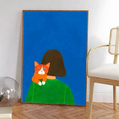 Colorful Cat Interior Canvas Wall Art