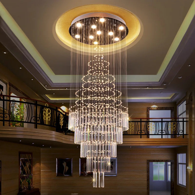 Crystal chandelier, 47.2 in across and 137.8 in long, for a stairwell