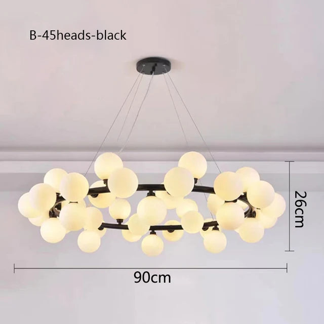 Fifteen head glass ball chandelier with touch on off switch control