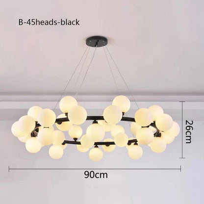 Fifteen head glass ball chandelier with touch on off switch control