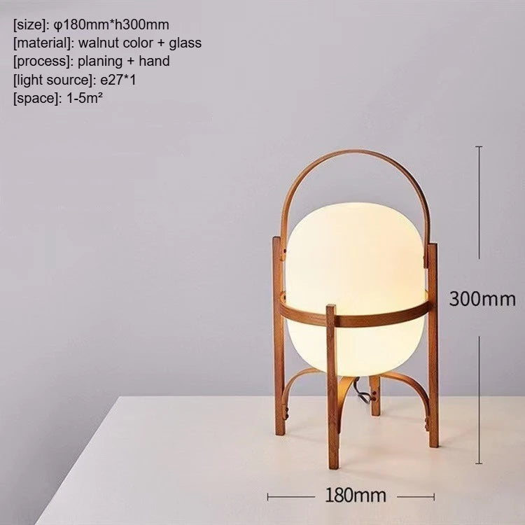 Wood glass table lamp AU plug white light front view