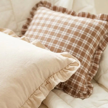 French Ruffle Cotton Pillow Cover — alternate view