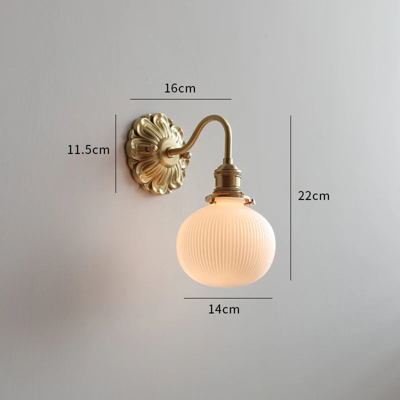 Copper Ceramic LED Bathroom Wall Sconce