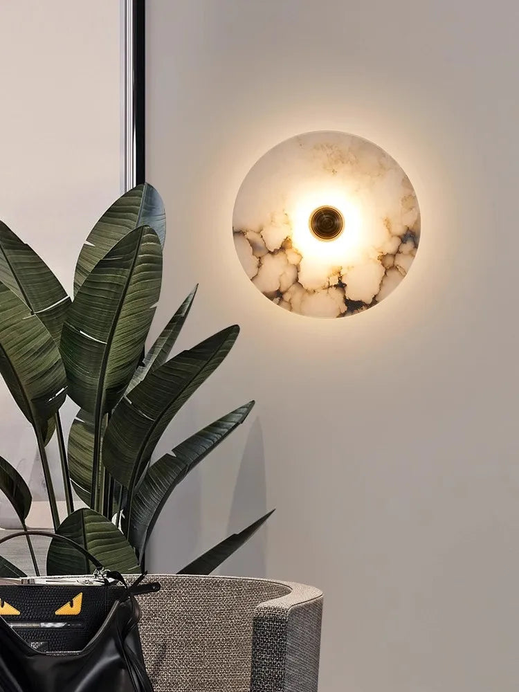 marble wall sconce, side profile showing mounting depth