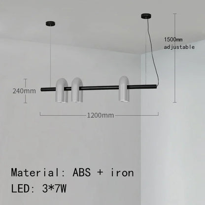 Six light grey U chandelier with slim bent iron arms, non dimmable