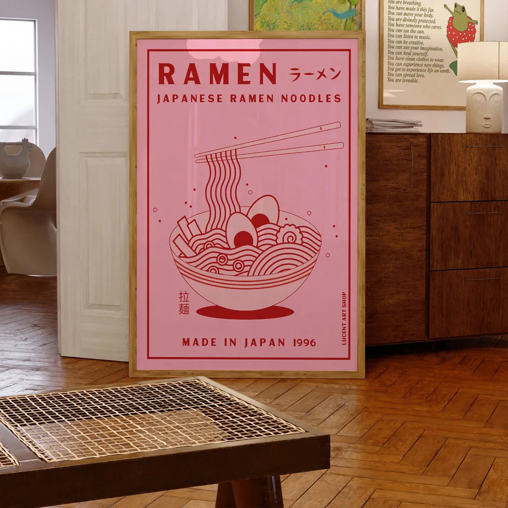 Japanese Ramen Cat Anime Canvas Wall Art