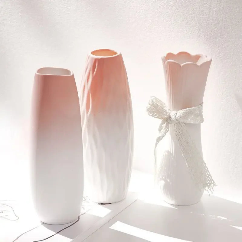 Nordic pink plastic flower vase living room modern décor