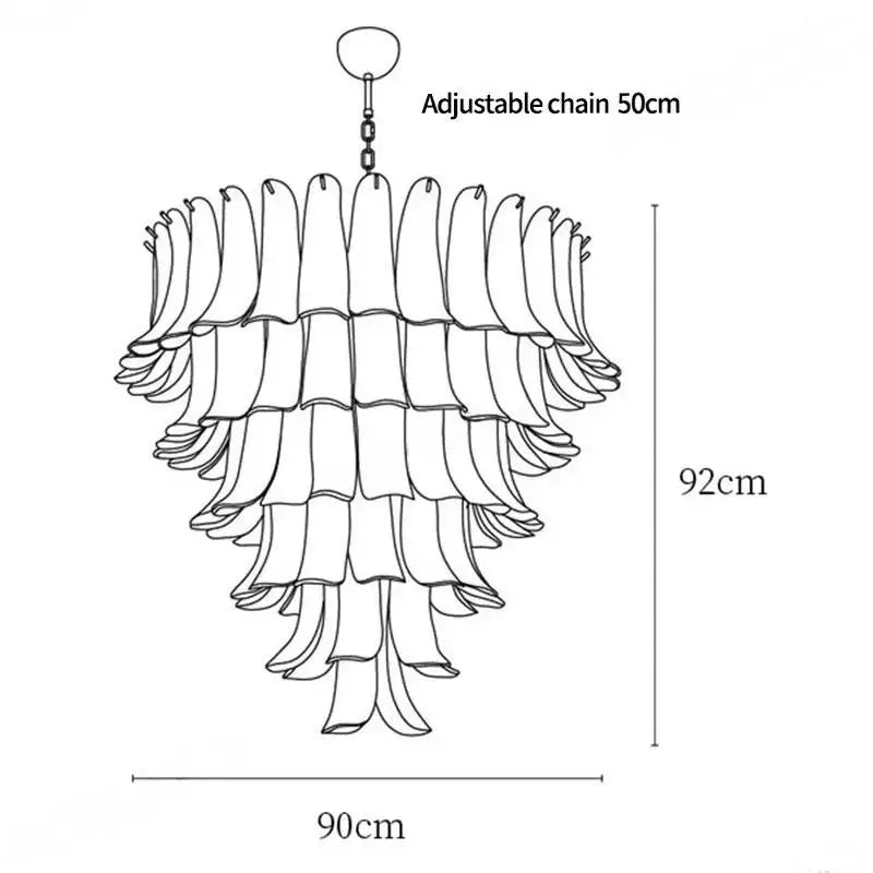 Branch chandelier in a 50 centimetre three layer configuration with brass arms