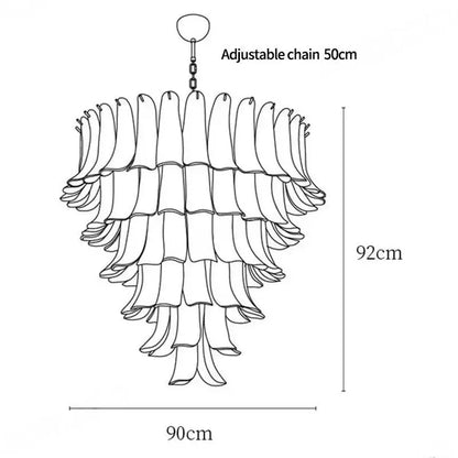 Branch chandelier in a 50 centimetre three layer configuration with brass arms