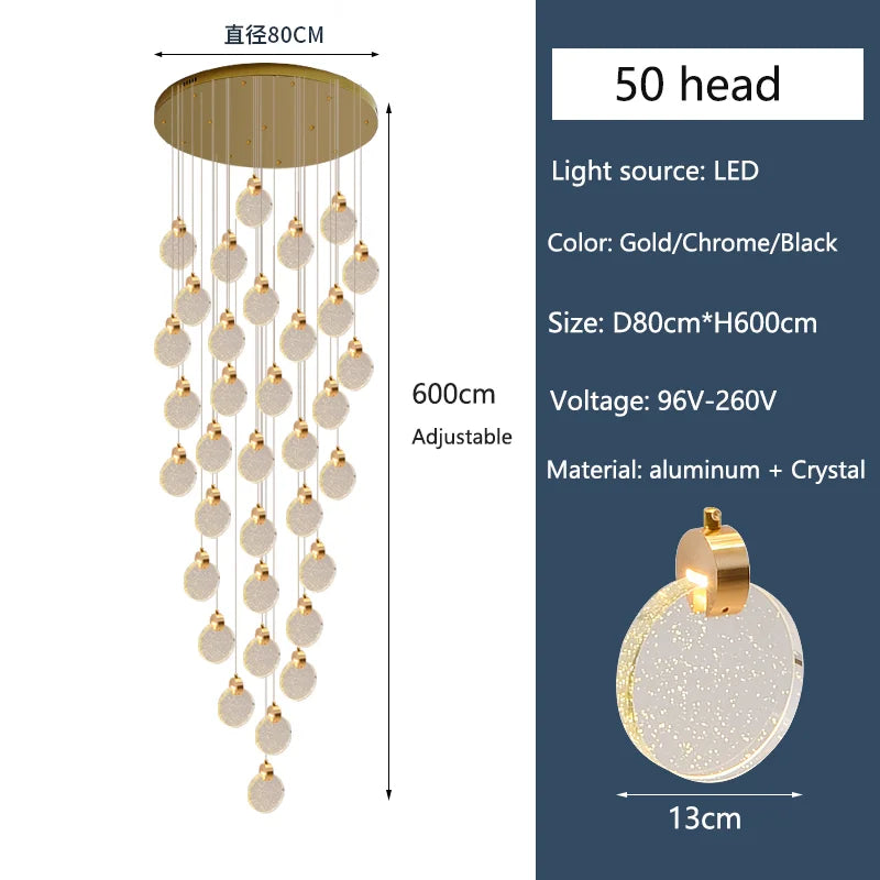 Remote dimming crystal chandelier wired for 90 to 265V