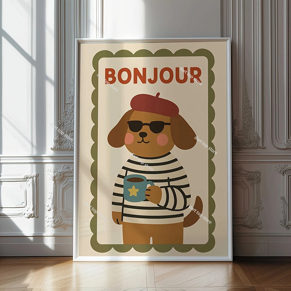 Coffee Lover Cartoon Animal Canvas Wall Art