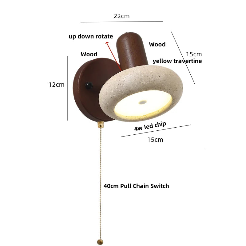 Vintage Travertine Pull Chain Wall Sconce