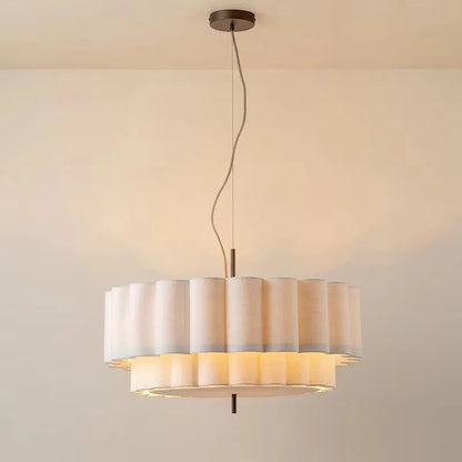 Fabric wabi sabi chandelier with an E27 socket and painted iron frame