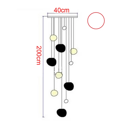 Acrylic stair chandelier with an adjustable cord pendant height