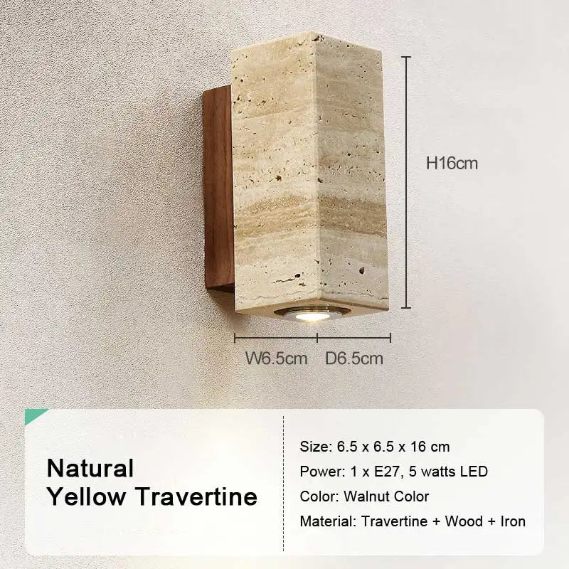 LED Travertine Stone Wall Sconce