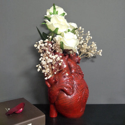 Black heart resin vase modern gothic home decoration accent