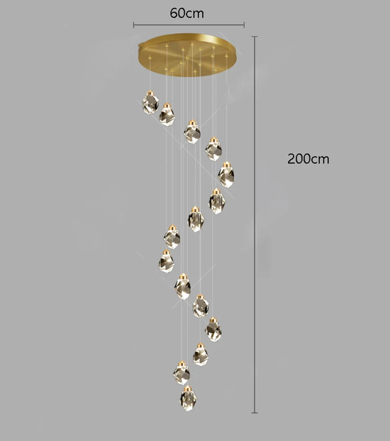 Remote dimming crystal ring chandelier adjusting color temperature