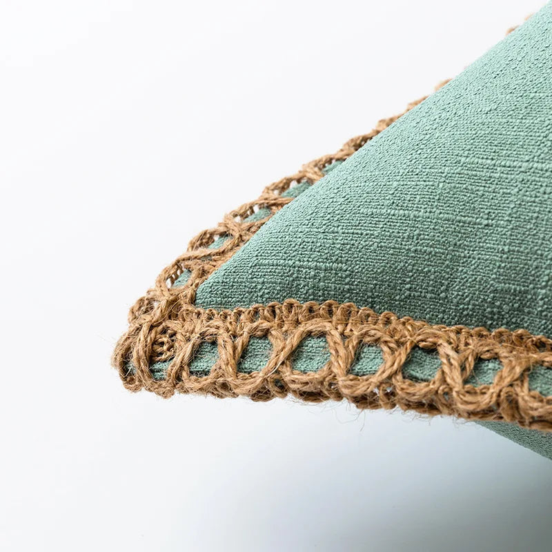 Burlap Linen Farmhouse Pillow Cover — detail