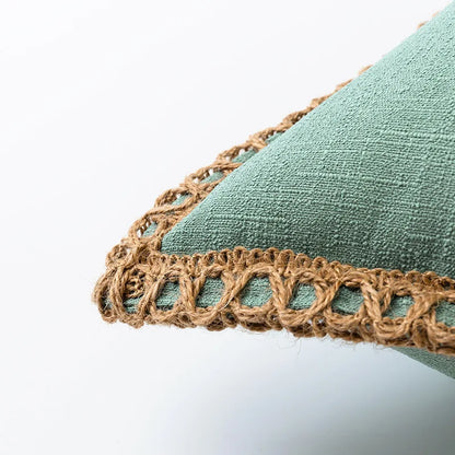 Burlap Linen Farmhouse Pillow Cover — detail