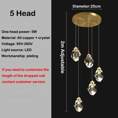 Fifteen head crystal chandelier with changeable light color on cords