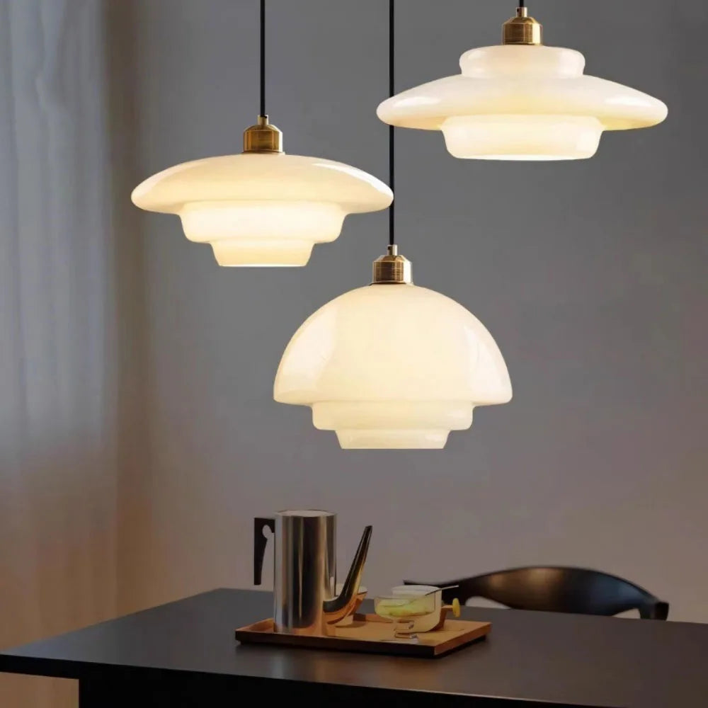 Cream Glass Art Pendant Light