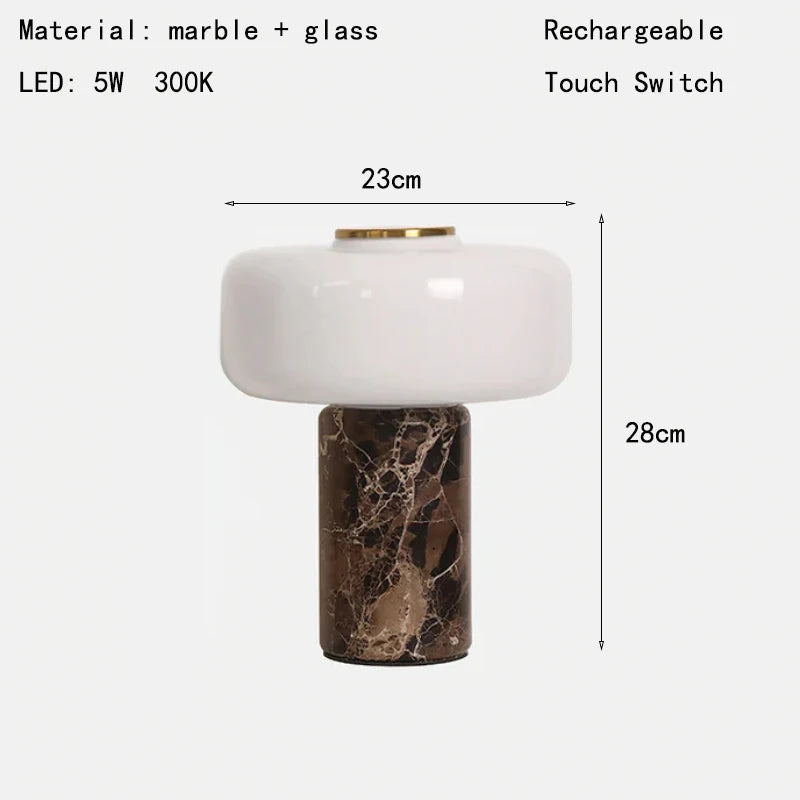 Jazz white marble lamp switched off showing natural marble veining