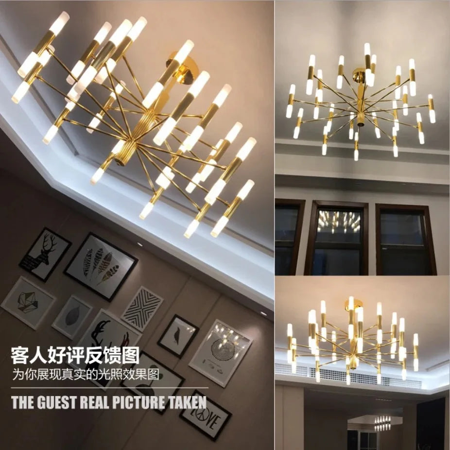 Forty head blooming metal chandelier with a wide radiating structure