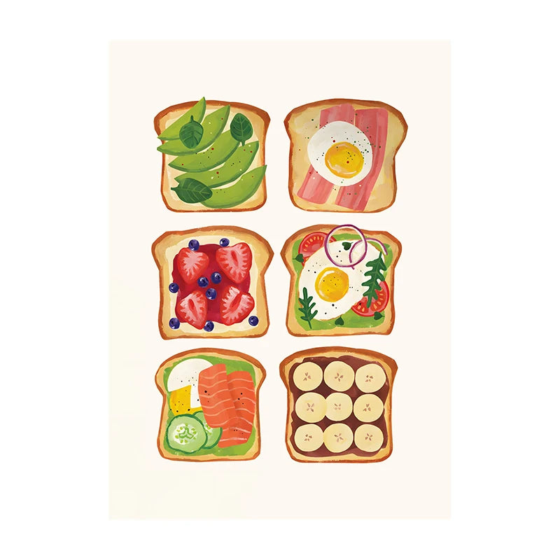 Trendy Kitchen Pizza Sushi Minimalist Canvas Wall Art
