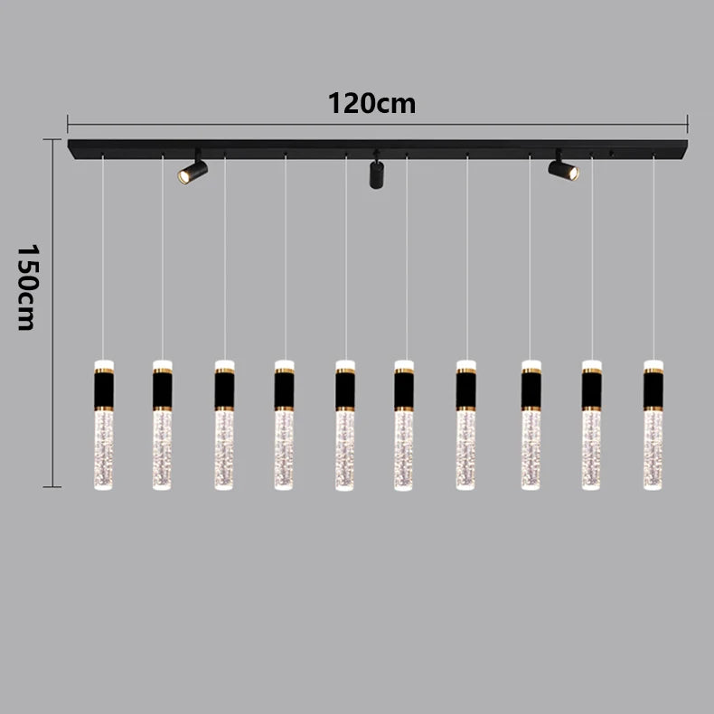 App and remote controlled crystal linear chandelier, dimmable