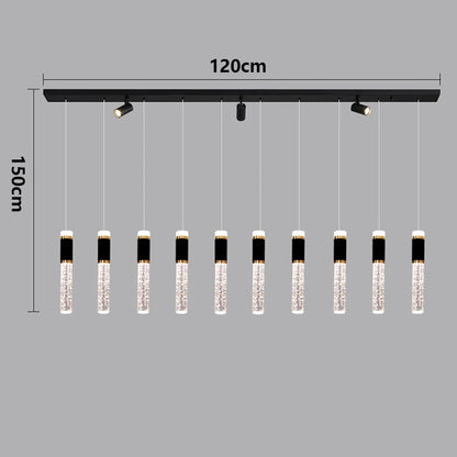 App and remote controlled crystal linear chandelier, dimmable