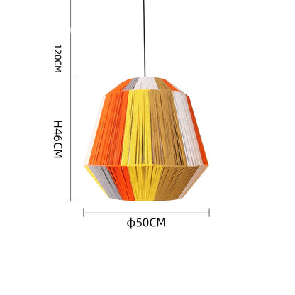 Hemp rope and rattan chandelier in the 53 centimetre size