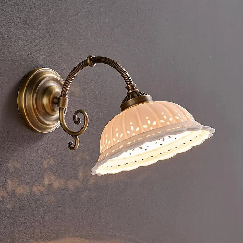 brass wall sconce, front view on white background