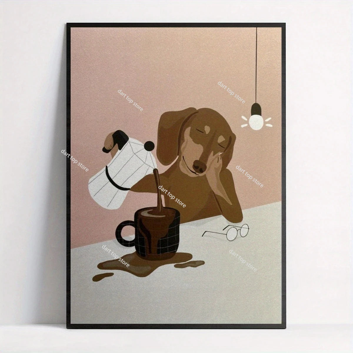 Coffee Lover Cartoon Animal Canvas Wall Art