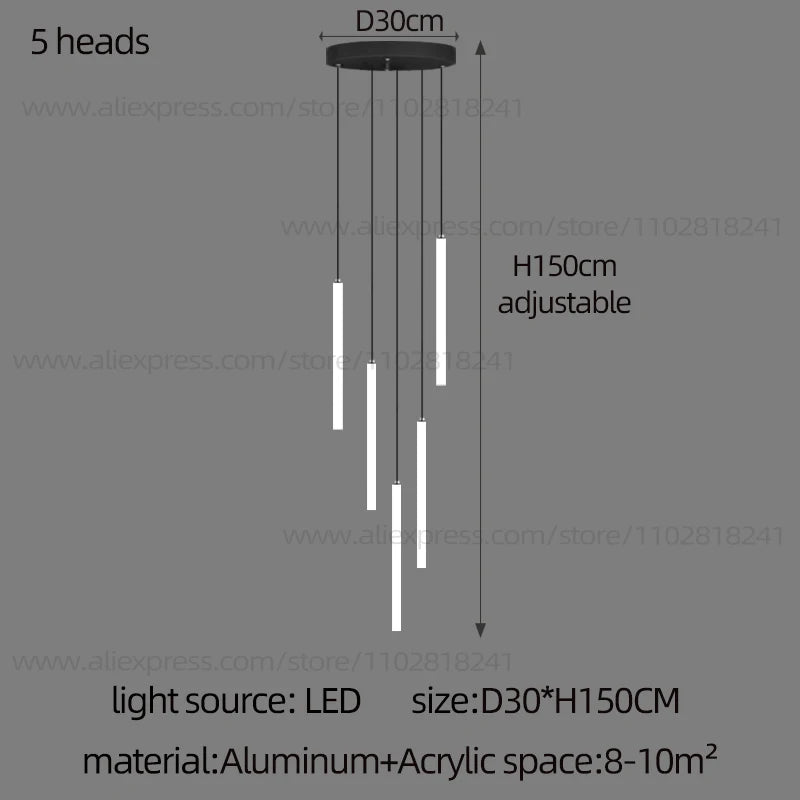 Aluminum strips hung at staggered lengths from a black chassis