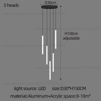 Aluminum strips hung at staggered lengths from a black chassis