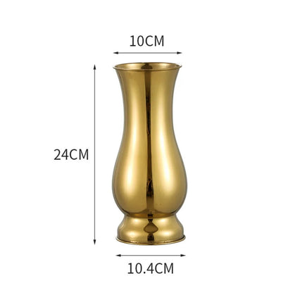 Macro shot of polished metallic vase neck opening with smooth finished edge
