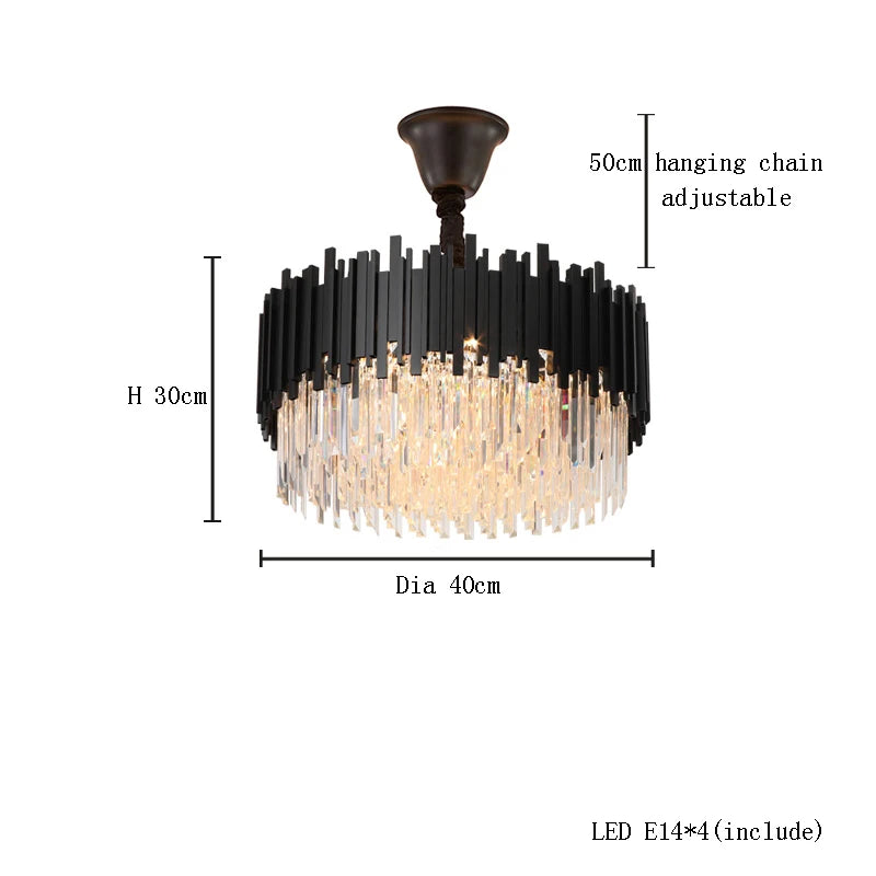 Two layer crystal chandelier at 39.4 in diameter in black steel