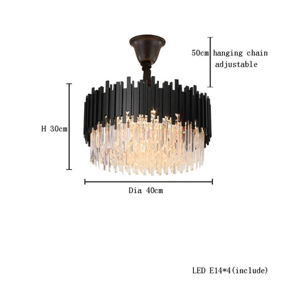 Two layer crystal chandelier at 39.4 in diameter in black steel