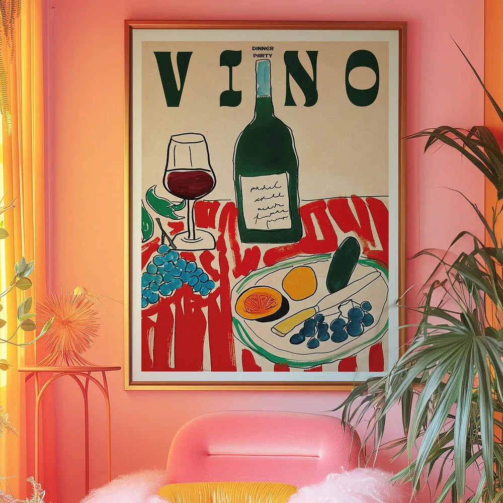 Italian Amore Wine Glass Pepper Canvas Wall Art