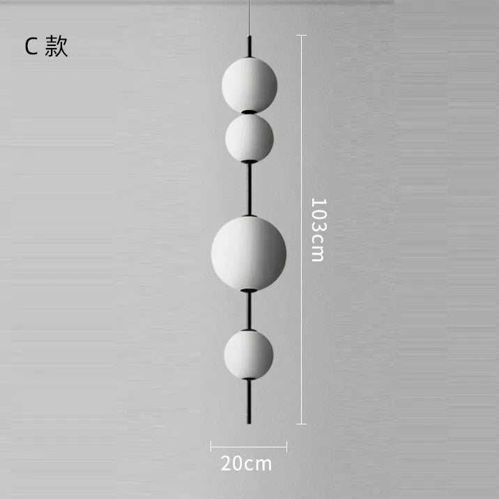 Graduated glass globe chandelier in the 85 centimetre three ball version