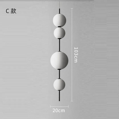 Graduated glass globe chandelier in the 85 centimetre three ball version
