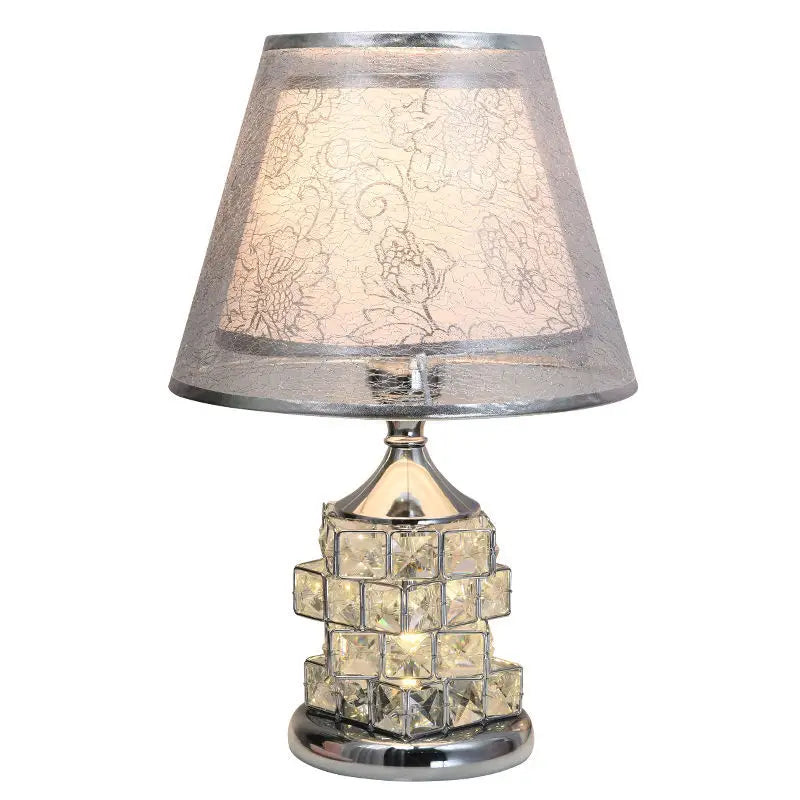 Luxury crystal table lamp side profile showing geometric silhouette