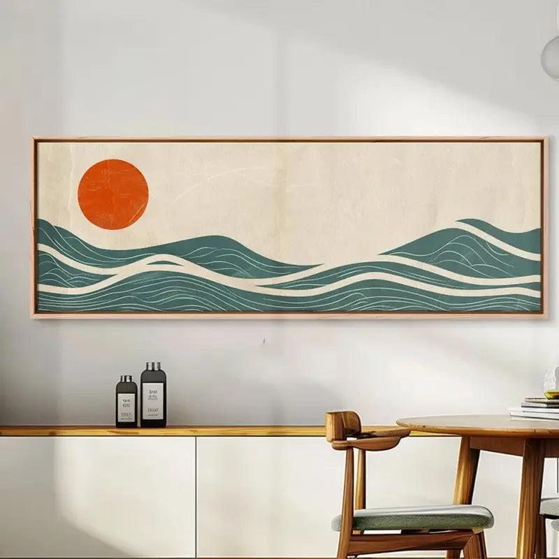 Minimalist Sunset Horizontal Ocean Canvas Wall Art