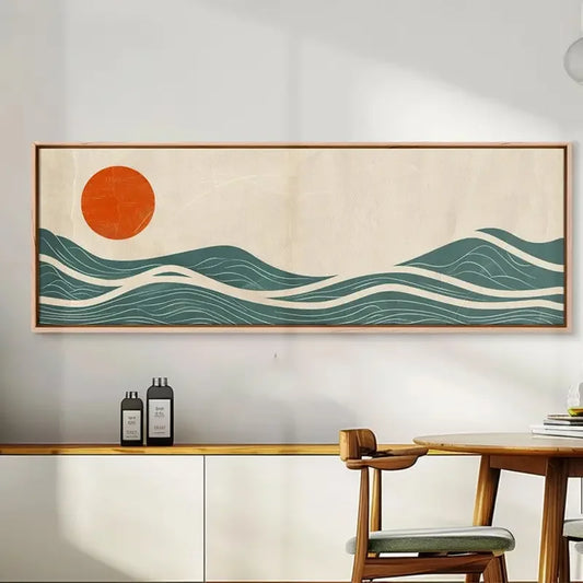 Minimalist Sunset Horizontal Ocean Canvas Wall Art
