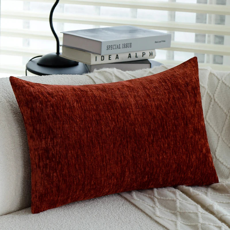 Solid Chenille Throw Pillow Cover — styling detail