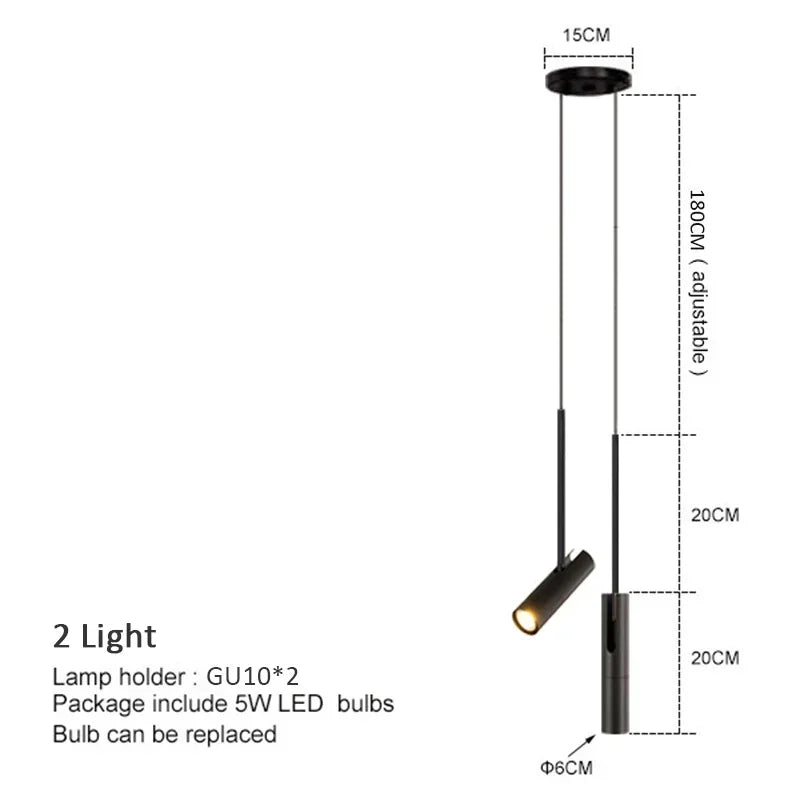 Single head spot chandelier in aluminium, wired for 90 to 260V