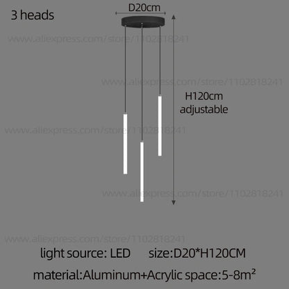 Neutral light setting on a minimalist black strip chandelier