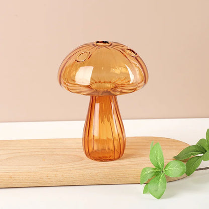 Style B crystal glass mushroom stem vase on Japandi home interior