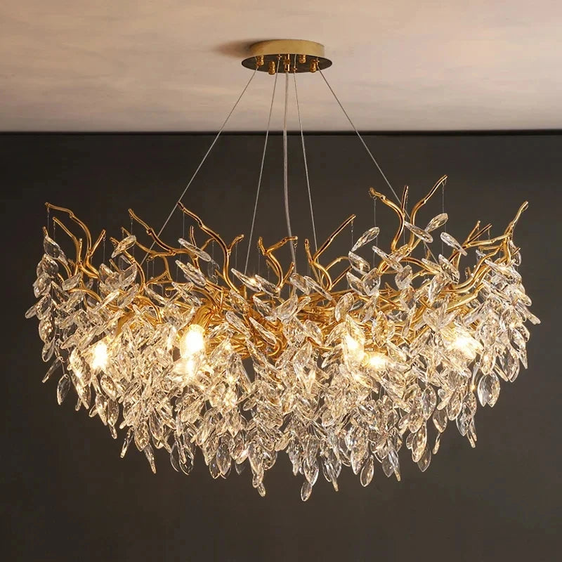 Crystal chandelier facets breaking light into small bright points