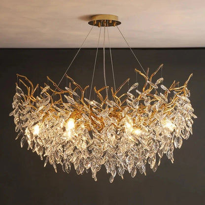 Crystal chandelier facets breaking light into small bright points